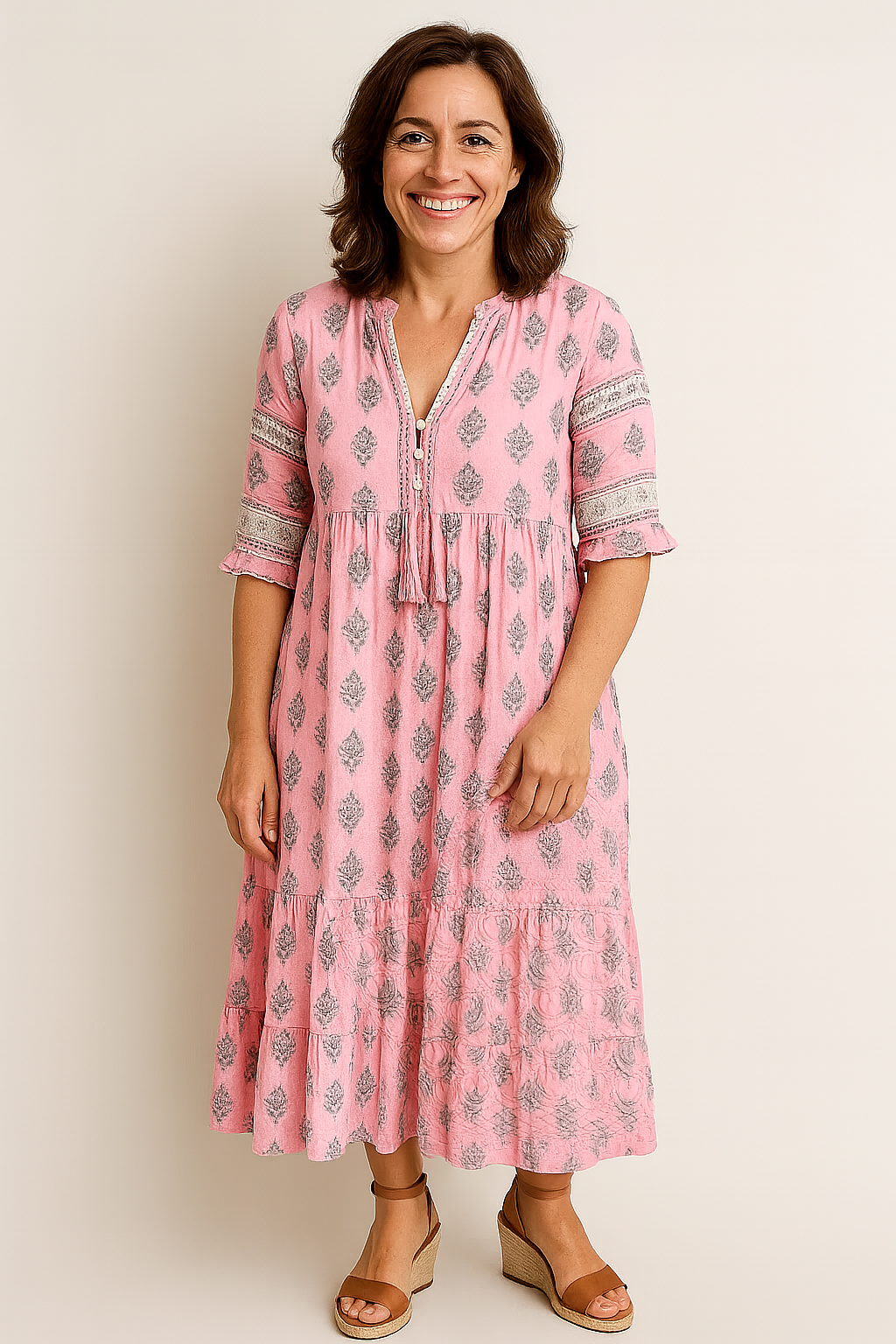 Brenda – Boho Midi Tassel Dress