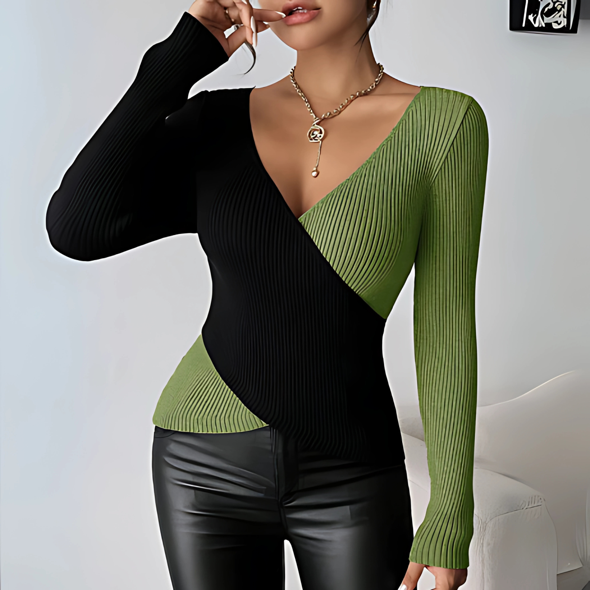 Maeve – Two-Tone Glam Blouse