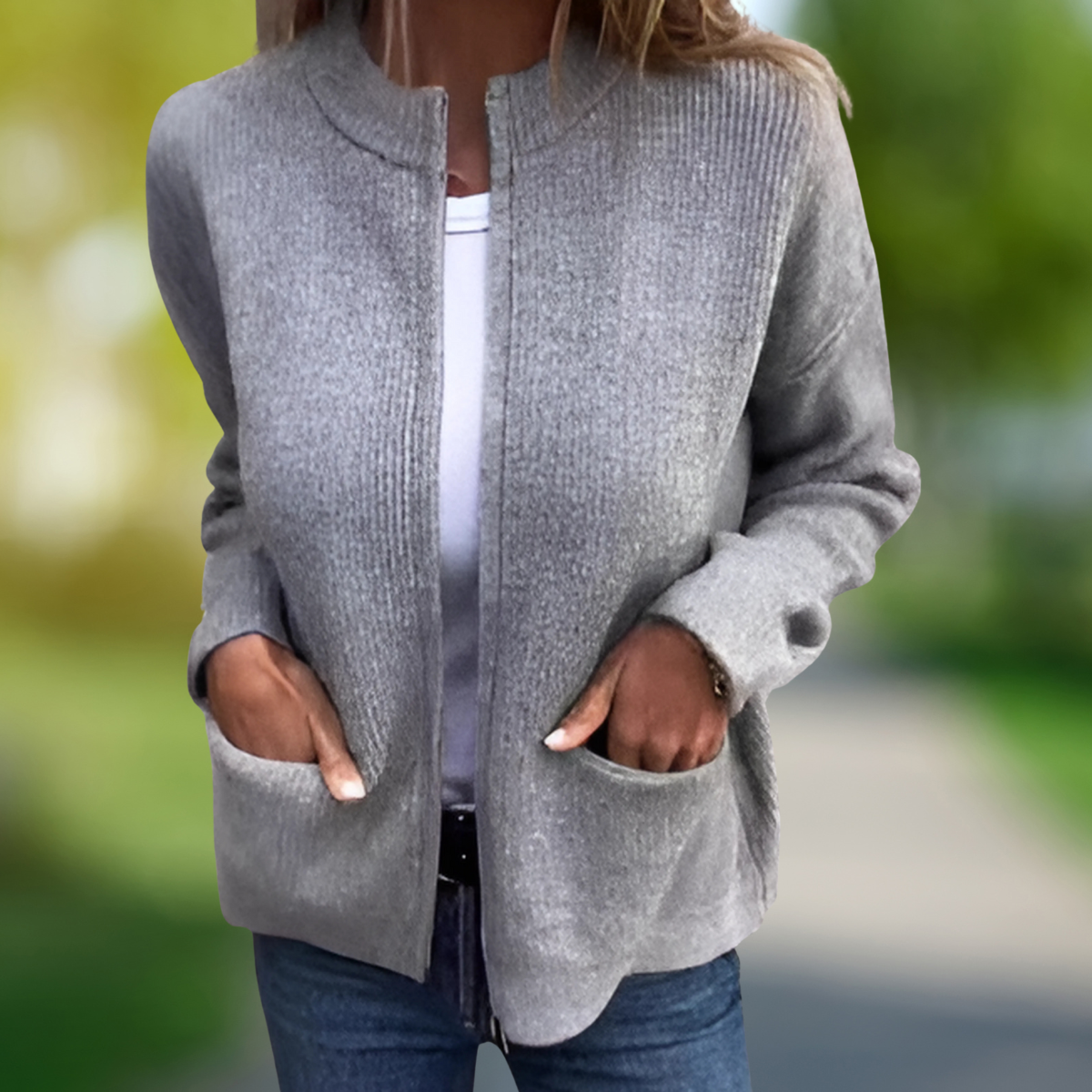 Emazela – Casual Knitted Zip Cardigan