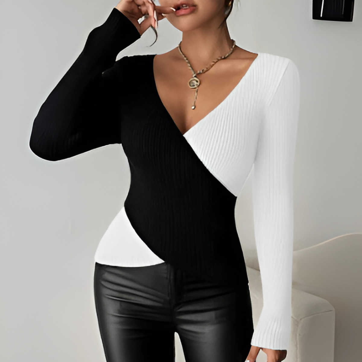 Maeve – Two-Tone Glam Blouse