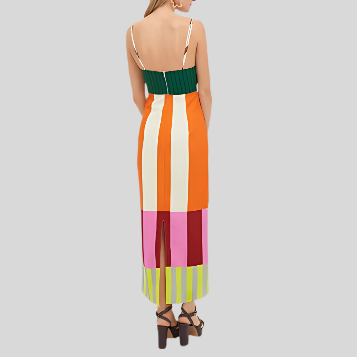 Maddie | Geometric Striped Midi Dress