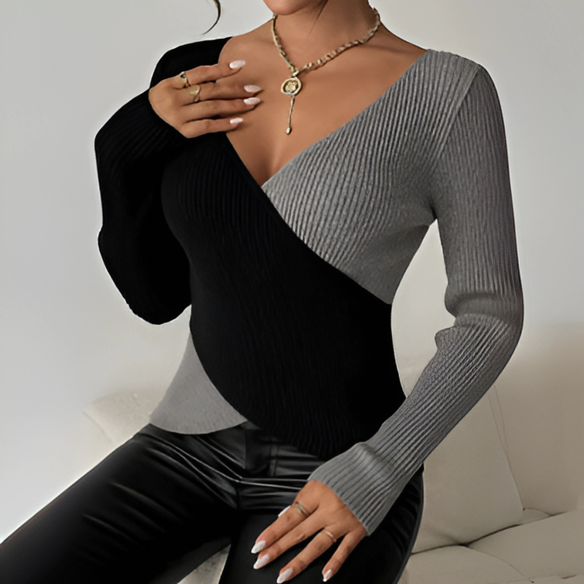 Maeve – Two-Tone Glam Blouse