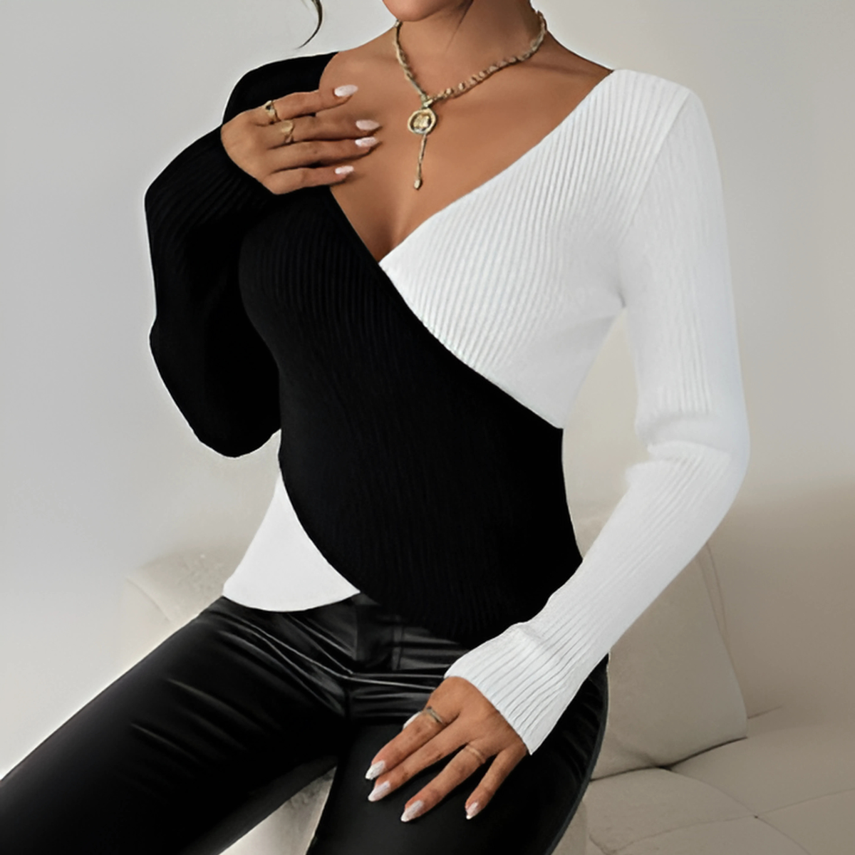 Maeve – Two-Tone Glam Blouse