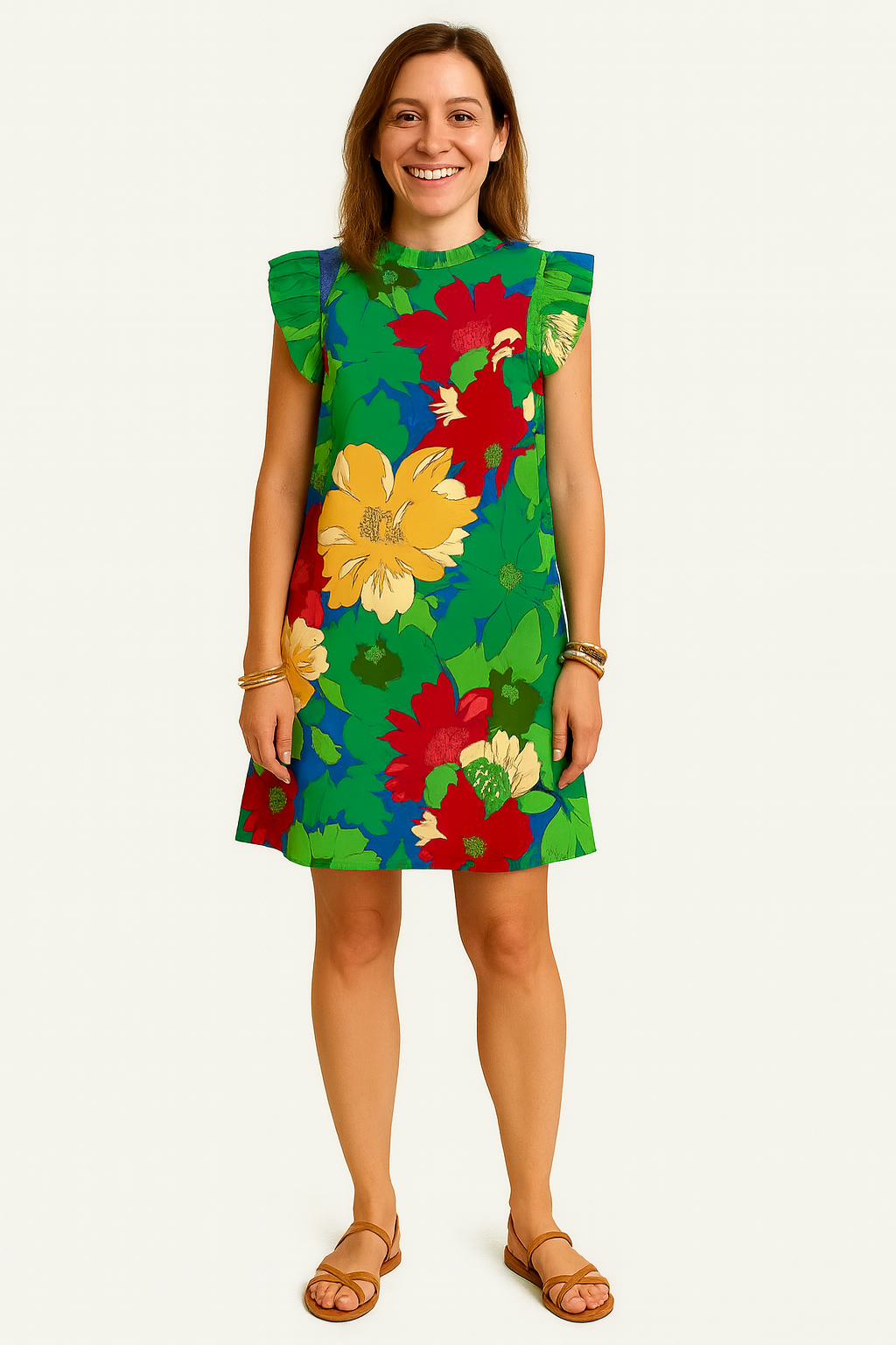 Arya – Ruffle Shoulder Floral Dress