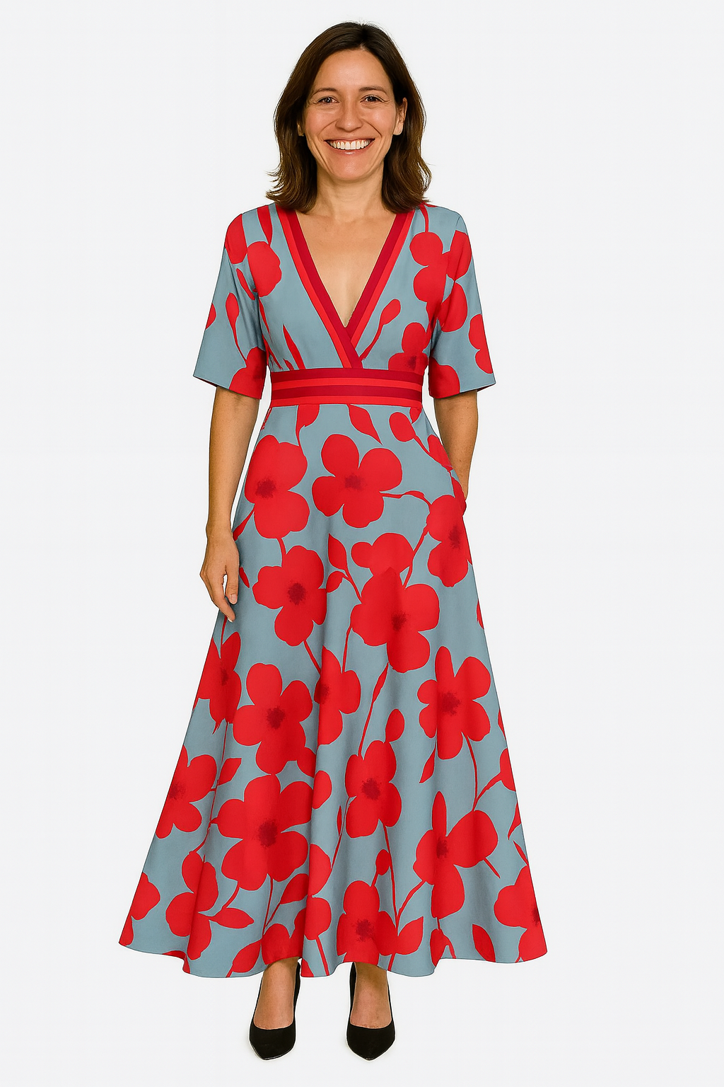 Cena – V-Neck Floral Maxi Dress