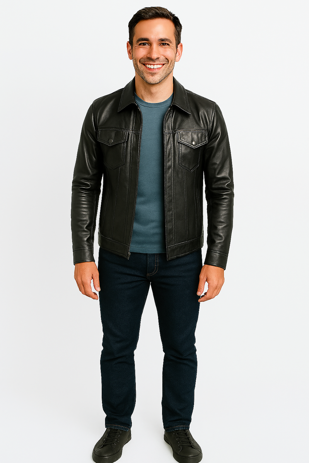 Charlito – Fitted Black Leather Biker Jacket