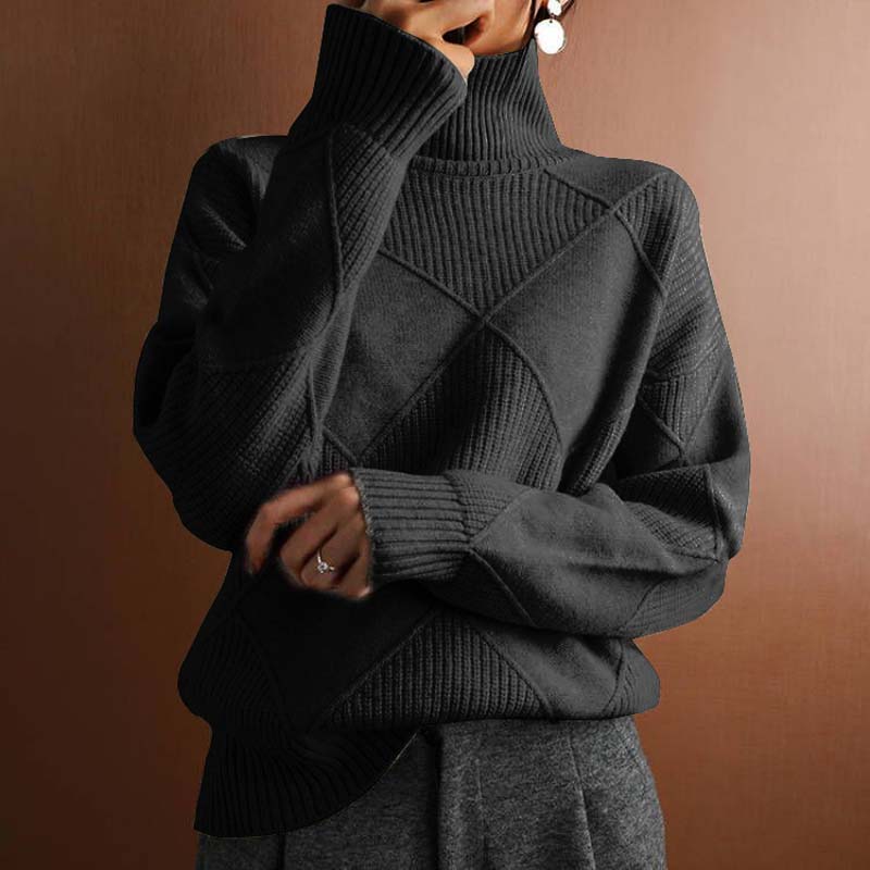 Jennifer – Geometric Turtleneck Sweater