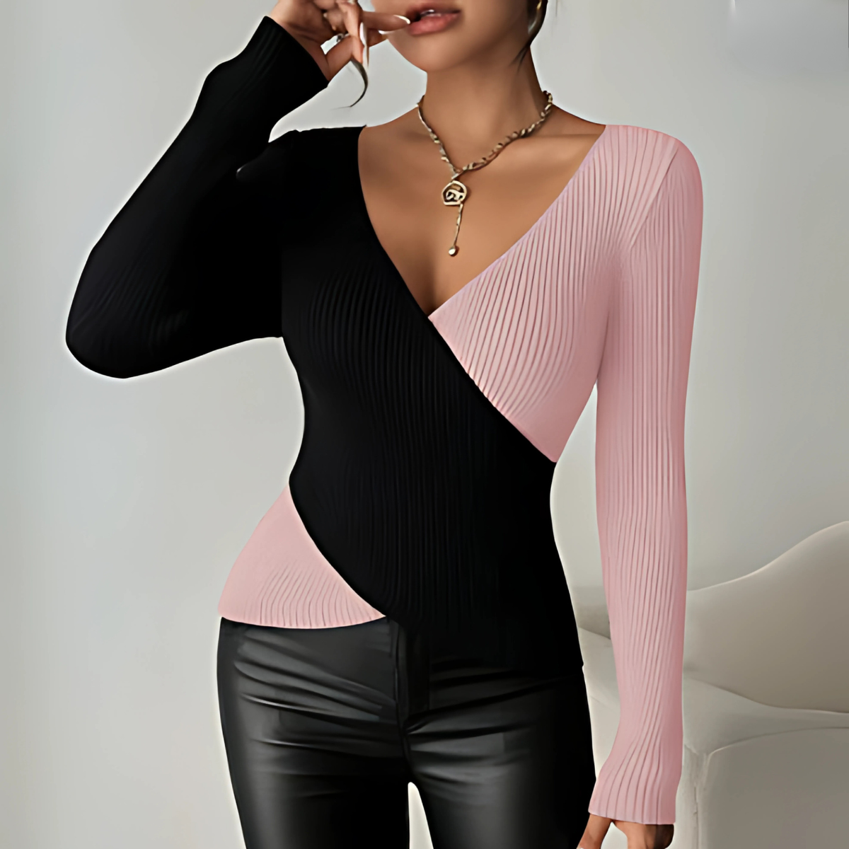 Maeve – Two-Tone Glam Blouse