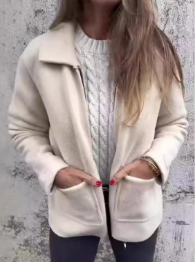 Rasilla – Loose Turn-down Collar Jacket with Pockets