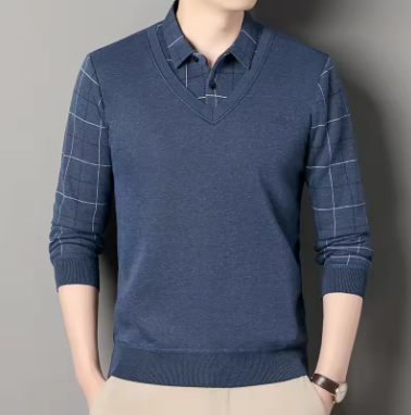 Daffon | Plaid Long-Sleeve Business T-Shirt