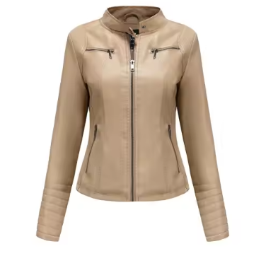 Vicenta – Bright Red V-Neck Leather Jacket