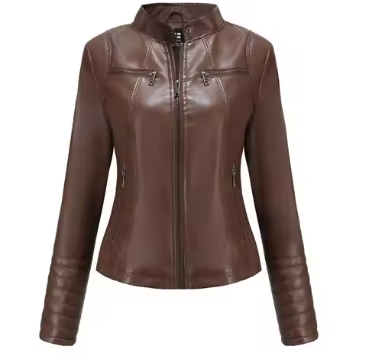 Vicenta – Bright Red V-Neck Leather Jacket