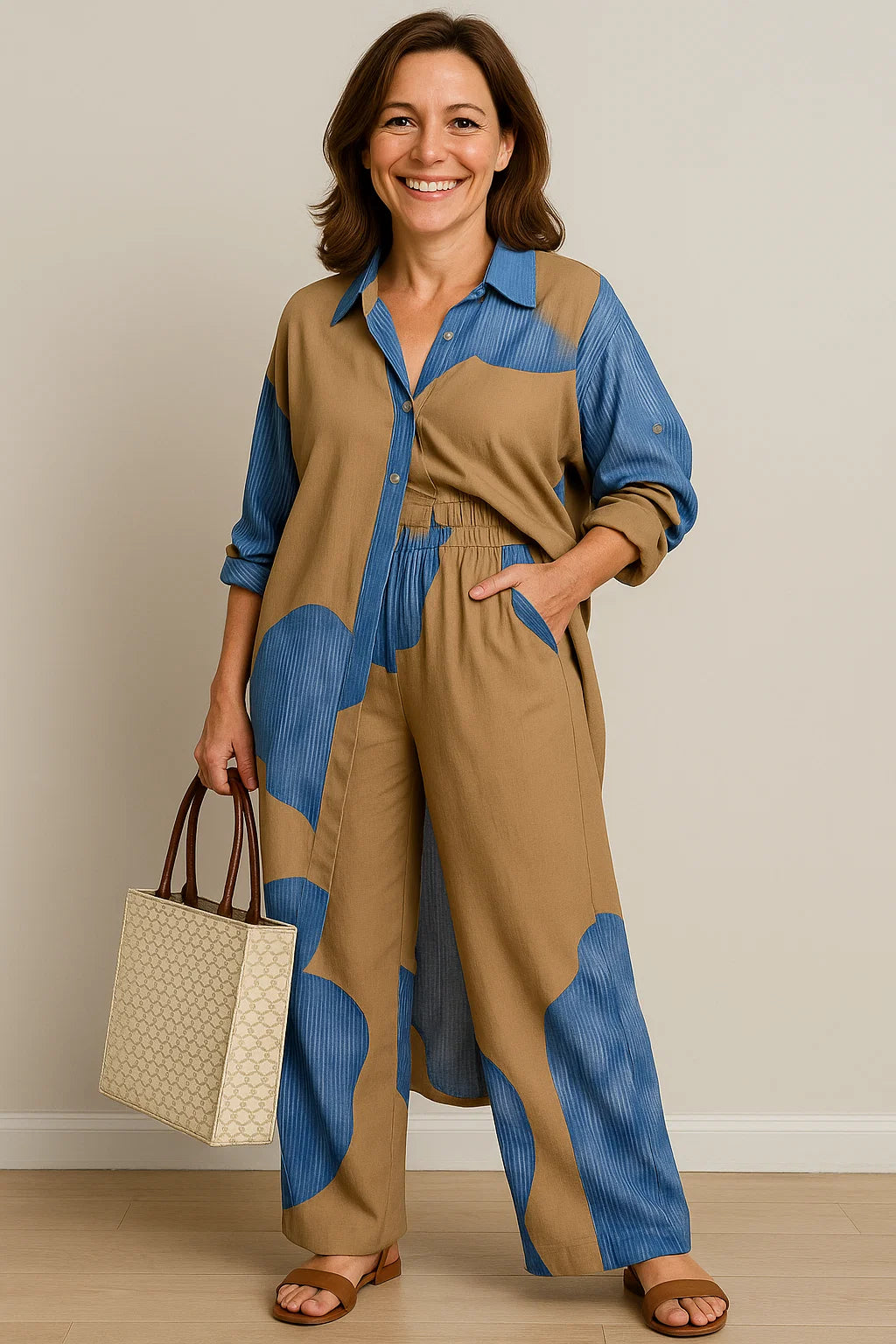 Meriel | Printed Blouse and Trousers Set