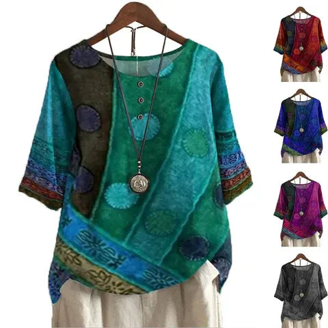 Veronica | Patchwork-Inspired Drape Top