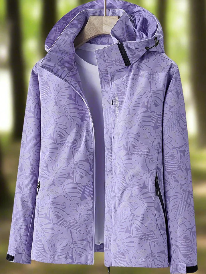 Jenissa – Waterproof Jacket with Leaf Print