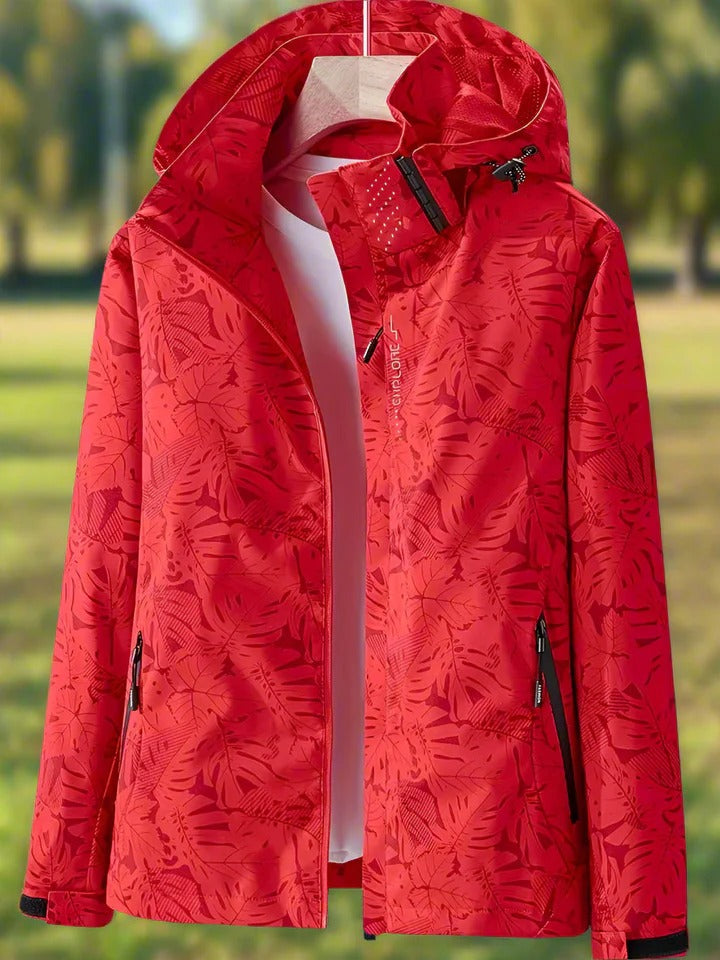 Jenissa – Waterproof Jacket with Leaf Print
