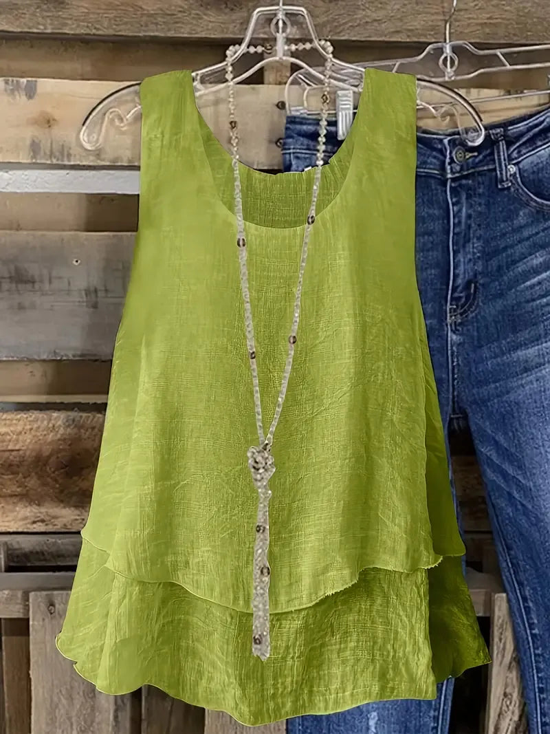 Sylvanna | Flowy Ruffled Sleeveless Top