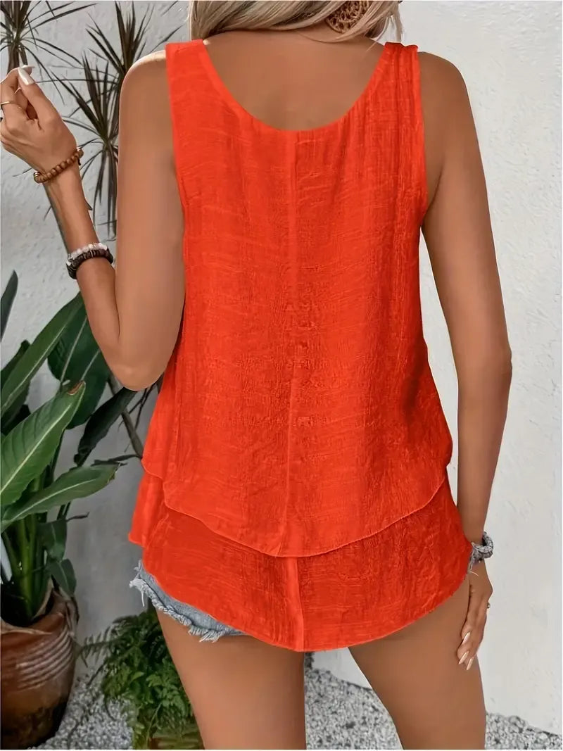 Sylvanna | Flowy Ruffled Sleeveless Top