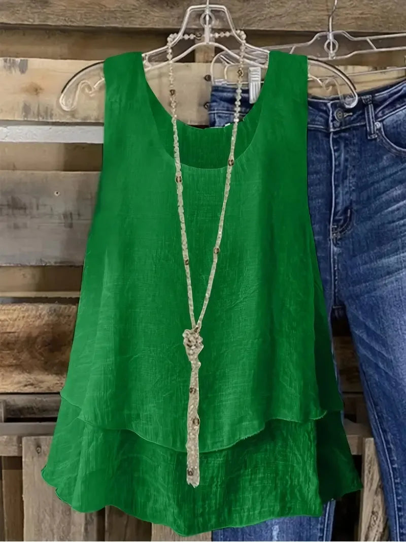 Sylvanna | Flowy Ruffled Sleeveless Top