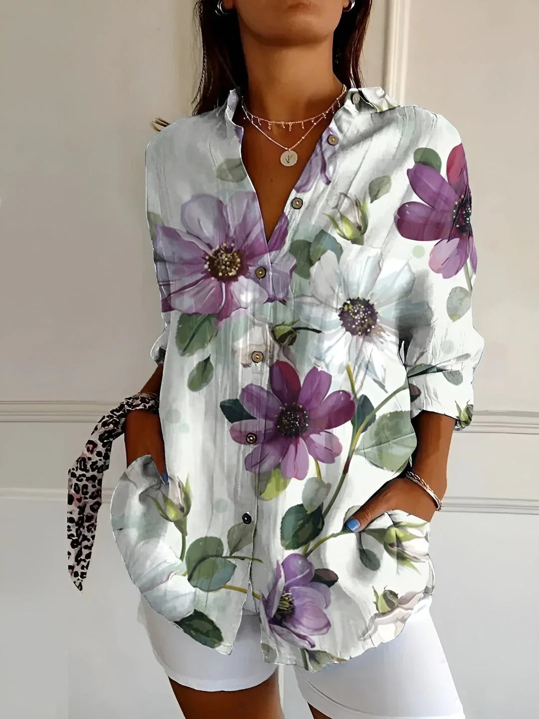 Willa | Flowy Floral Button-Up Blouse
