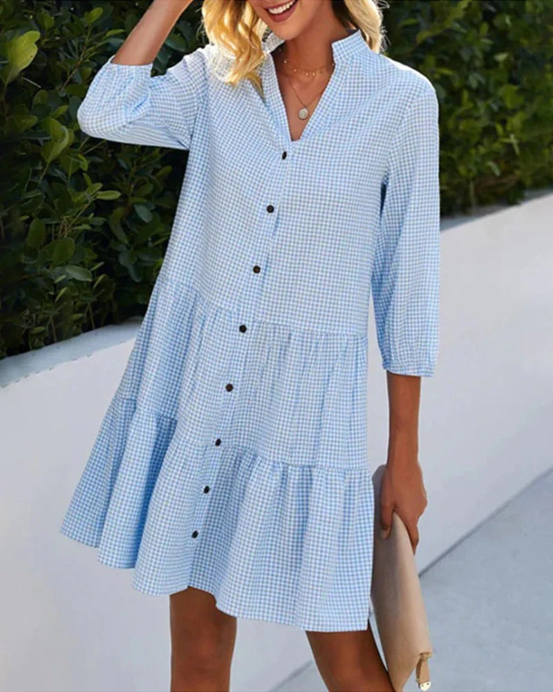 Daisy – Buttoned Gingham Day Dress