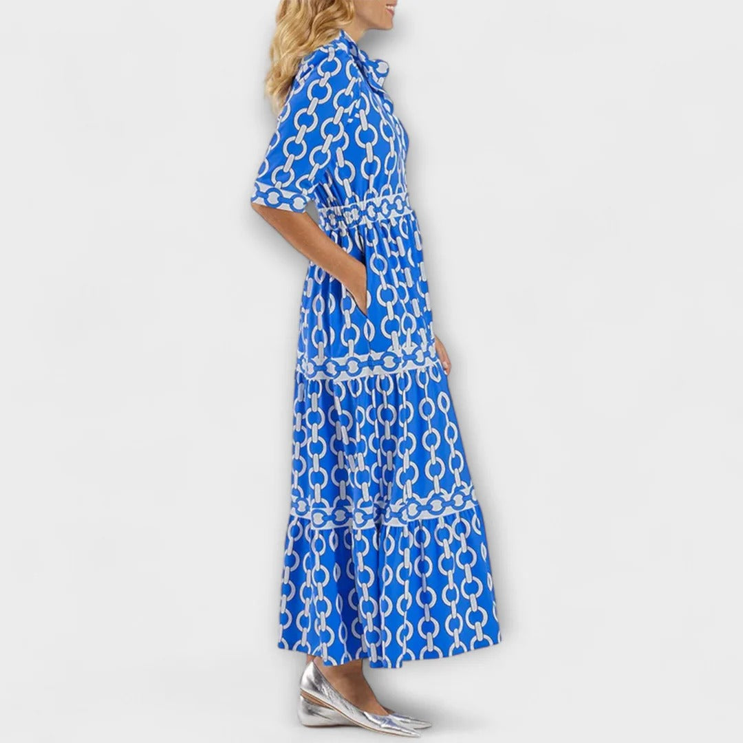 Daphne | Buttoned Midi Dress with Flared Skirt