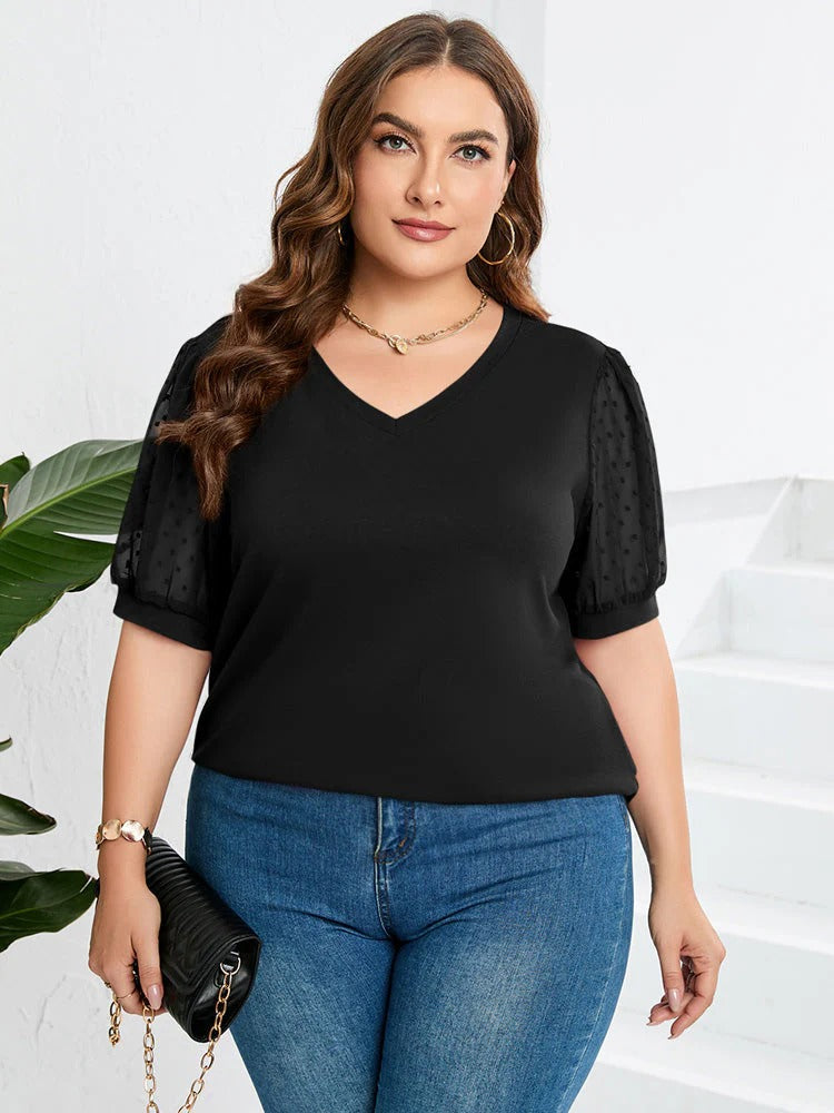 Isla – Textured Sleeve V-Neck Top