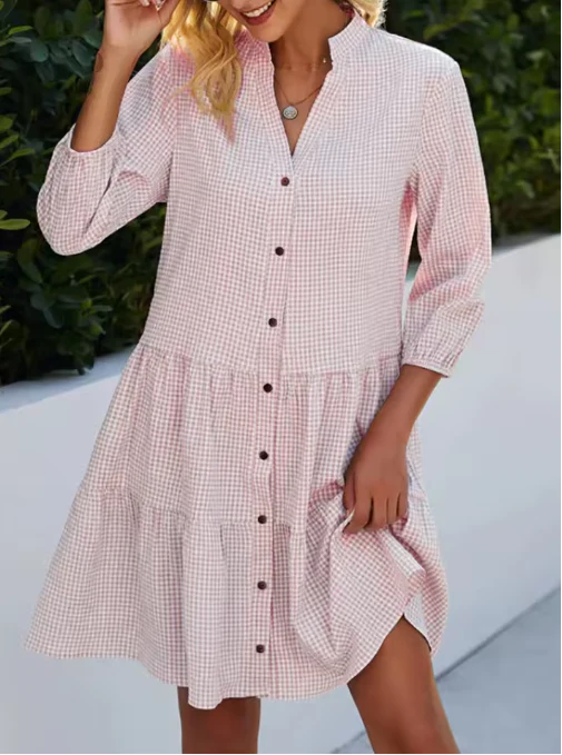 Daisy – Buttoned Gingham Day Dress