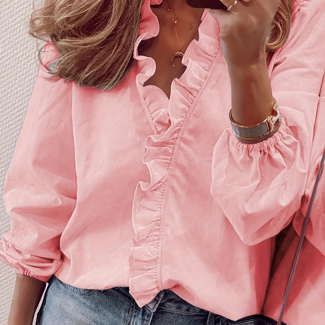 Kendra – Ruffled V-Neck Blouse