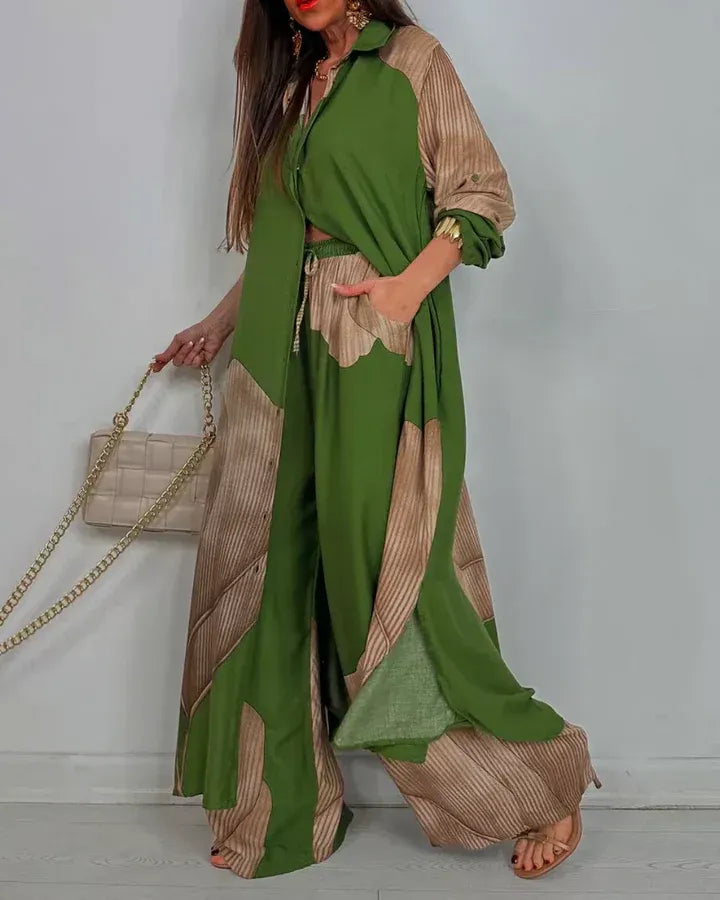 Meriel | Printed Blouse and Trousers Set