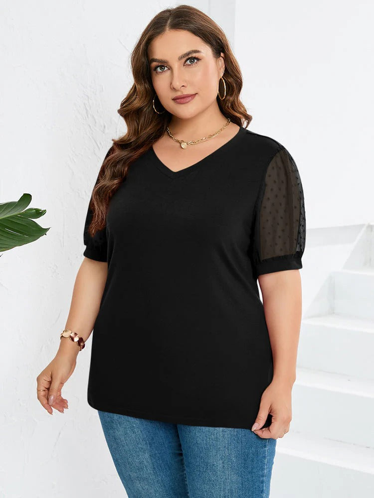 Isla – Textured Sleeve V-Neck Top
