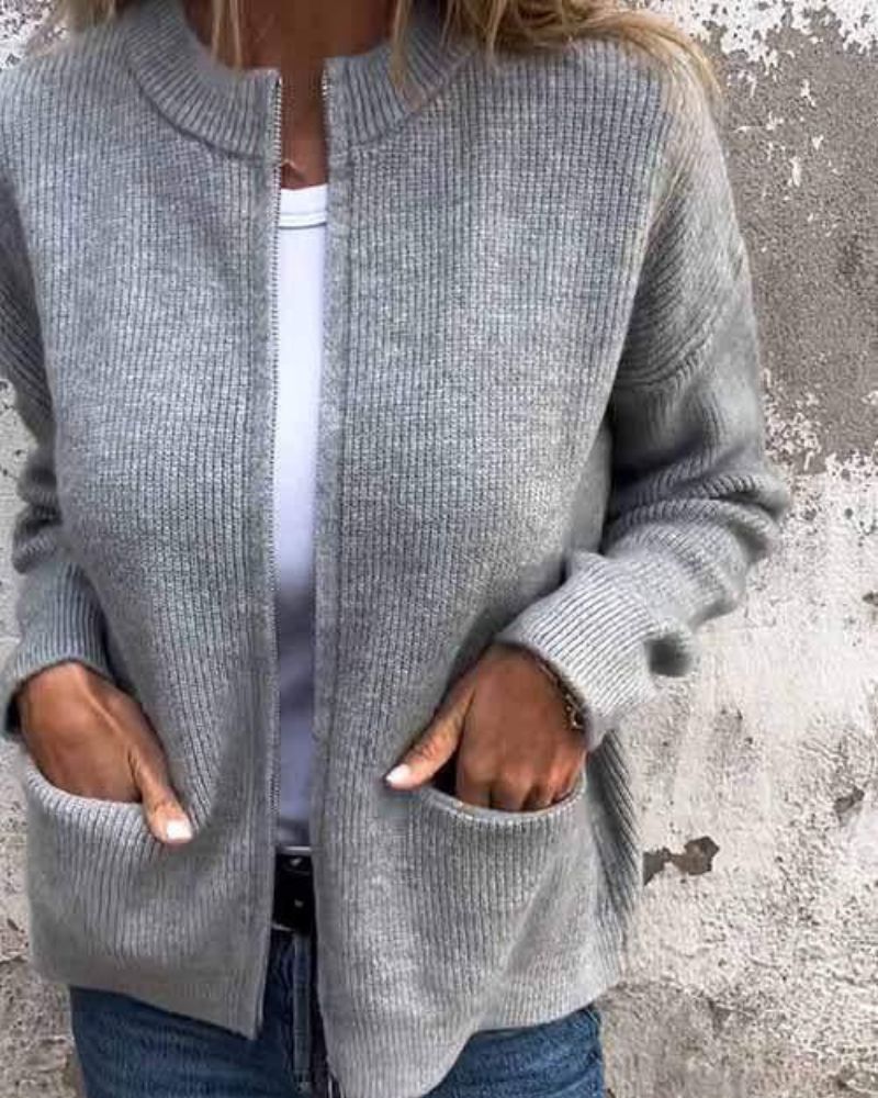 Aira – Cotton Zip Knitted Cardigan