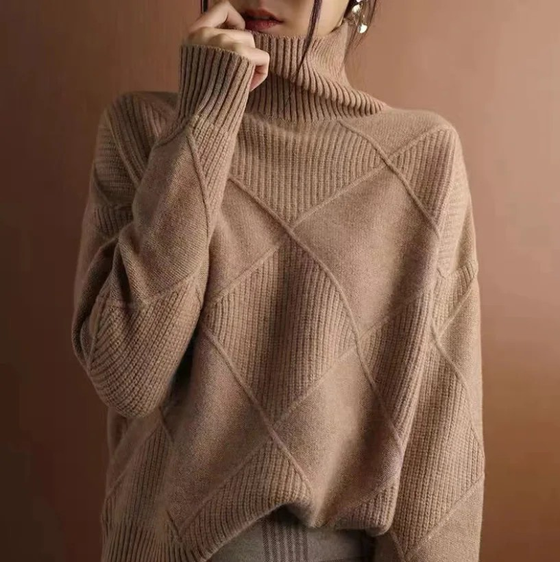 Jennifer – Geometric Turtleneck Sweater