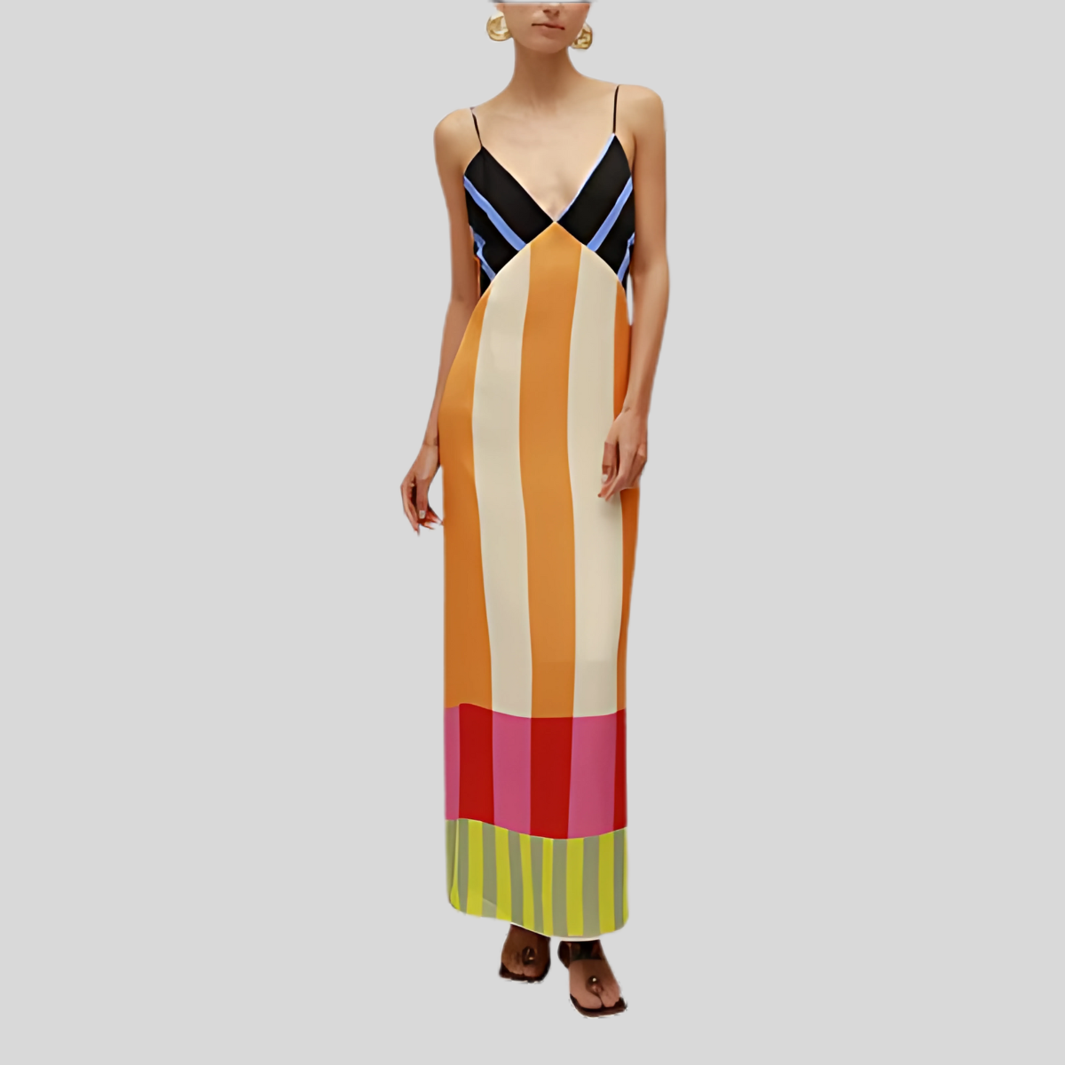 Maddie | Geometric Striped Midi Dress