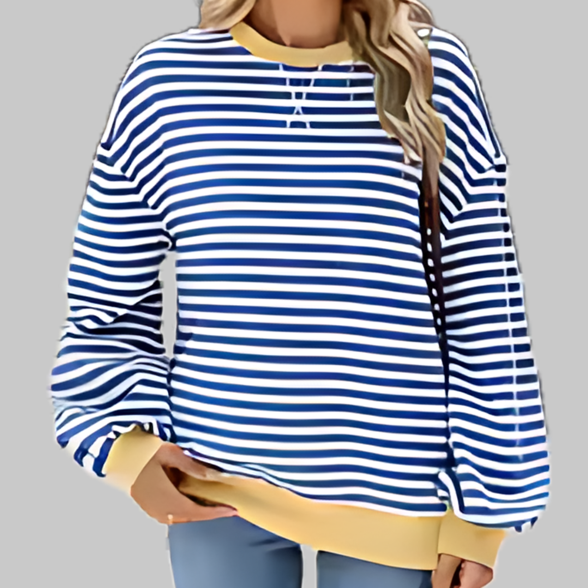 Lovi – Plus Size Striped Drop Shoulder Sweatshirt