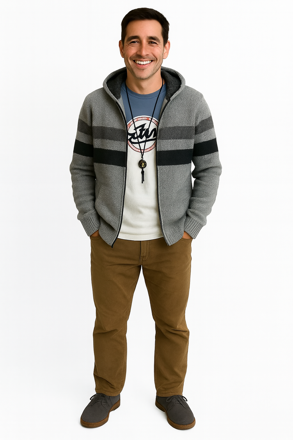 Torion – Striped Fleece Hooded Sweater