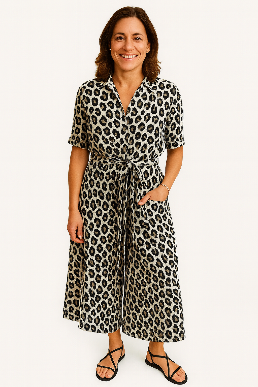 Amelyn | Leopard Print Midi Dress