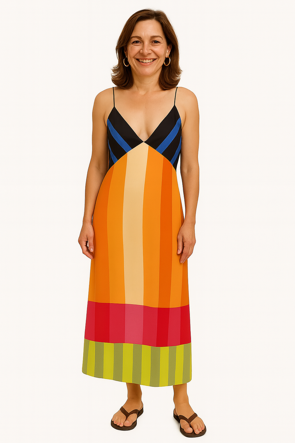 Maddie | Geometric Striped Midi Dress