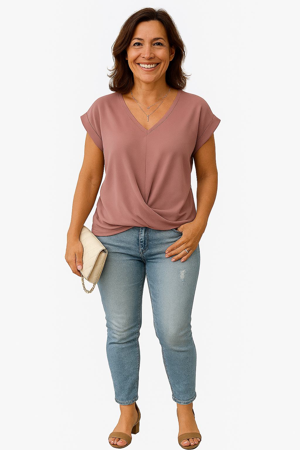 Marciline – Twist Front V-Neck Top