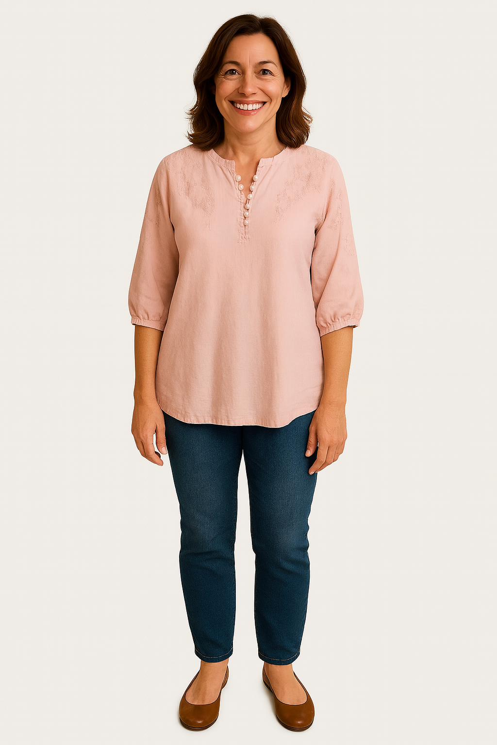 Evelina | Embroidered Button-Front Blouse