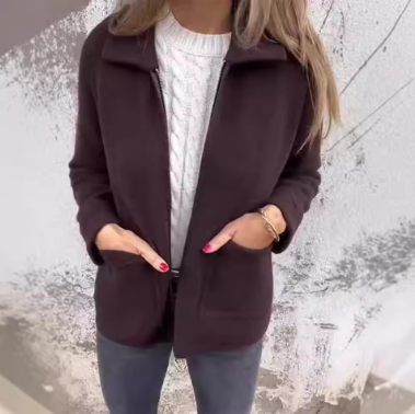 Rasilla – Loose Turn-down Collar Jacket with Pockets