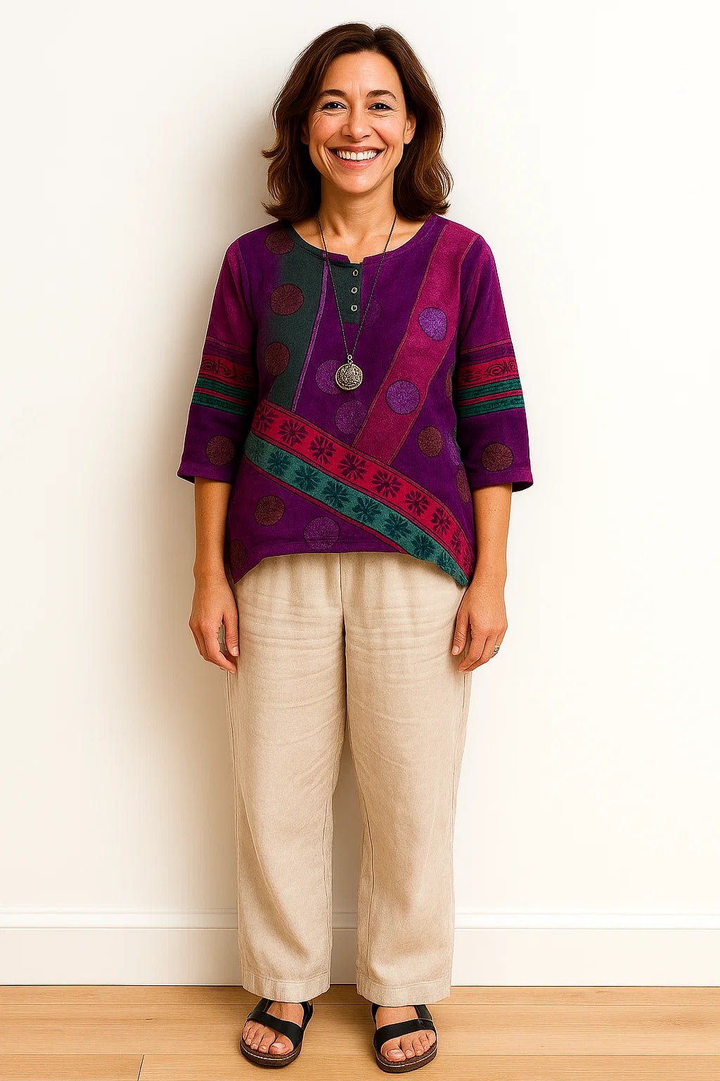 Veronica | Patchwork-Inspired Drape Top