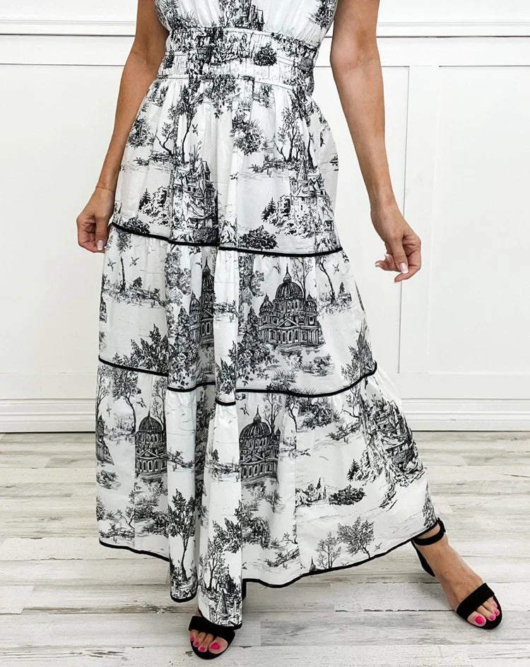Jovilyn – Classic Toile Maxi Dress
