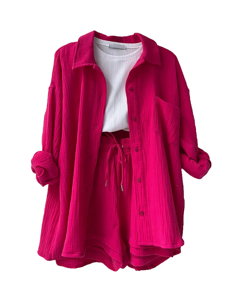 Chloe – Textured Button-Up Short Set