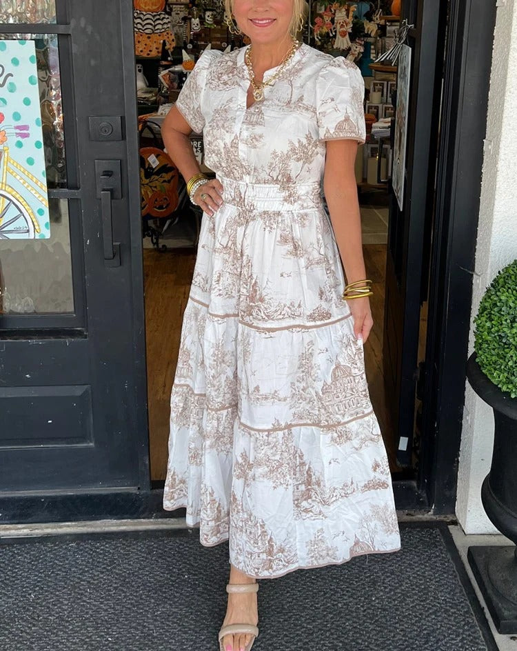 Jovilyn – Classic Toile Maxi Dress