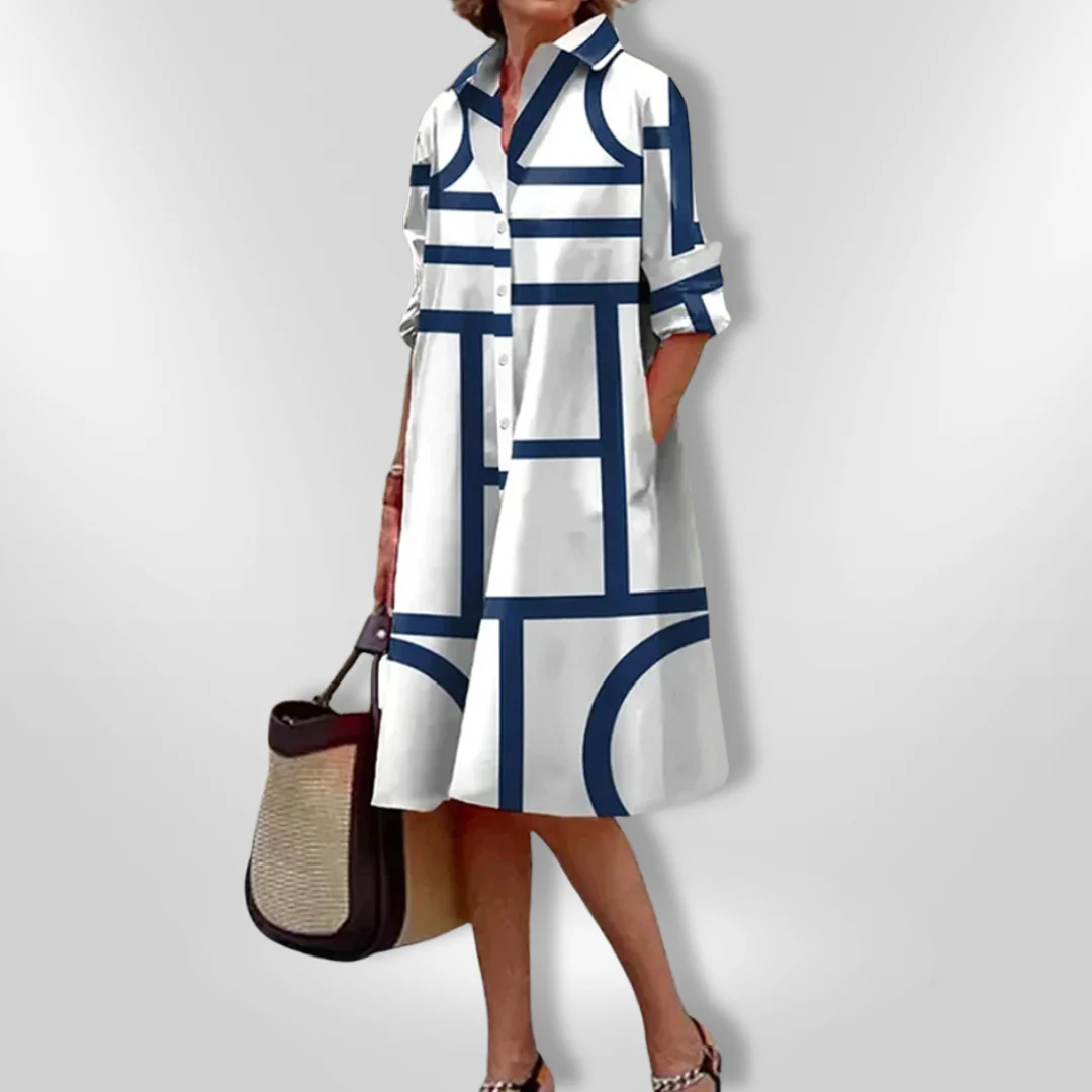 Megan | Modern Geometric Midi Dress