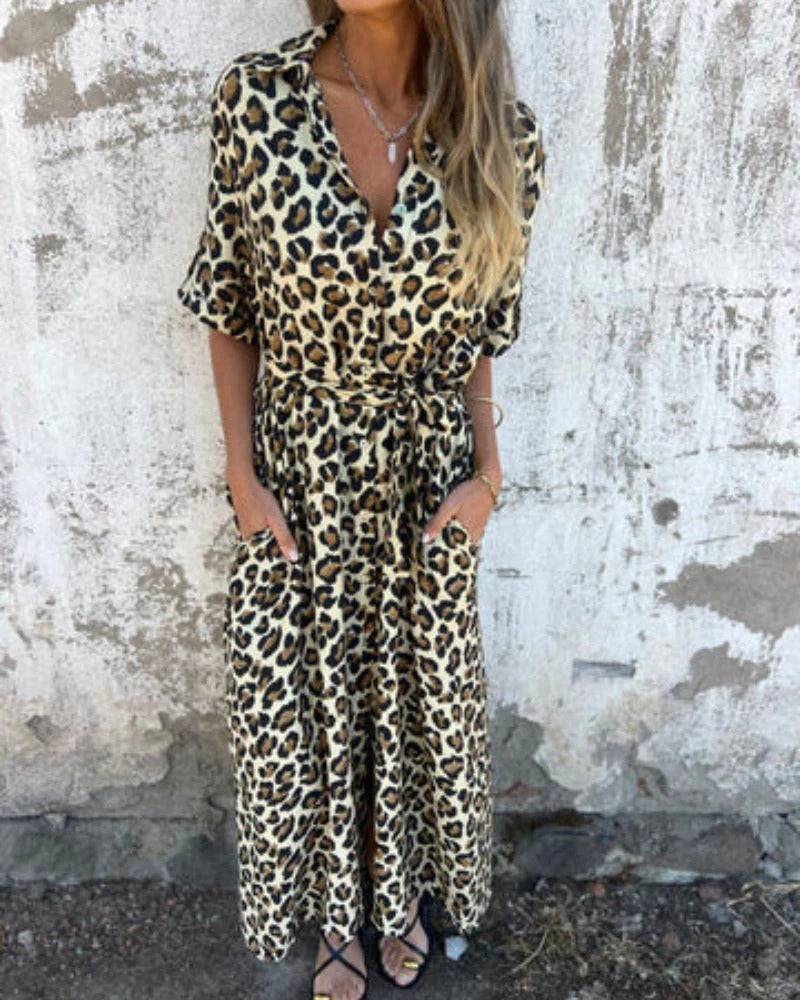 Amelyn | Leopard Print Midi Dress