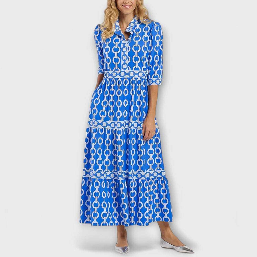 Daphne | Buttoned Midi Dress with Flared Skirt