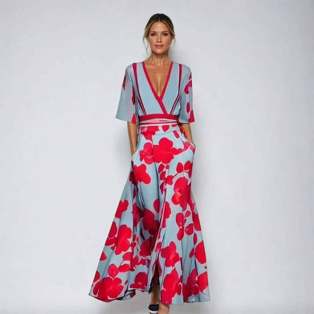 Cena – V-Neck Floral Maxi Dress