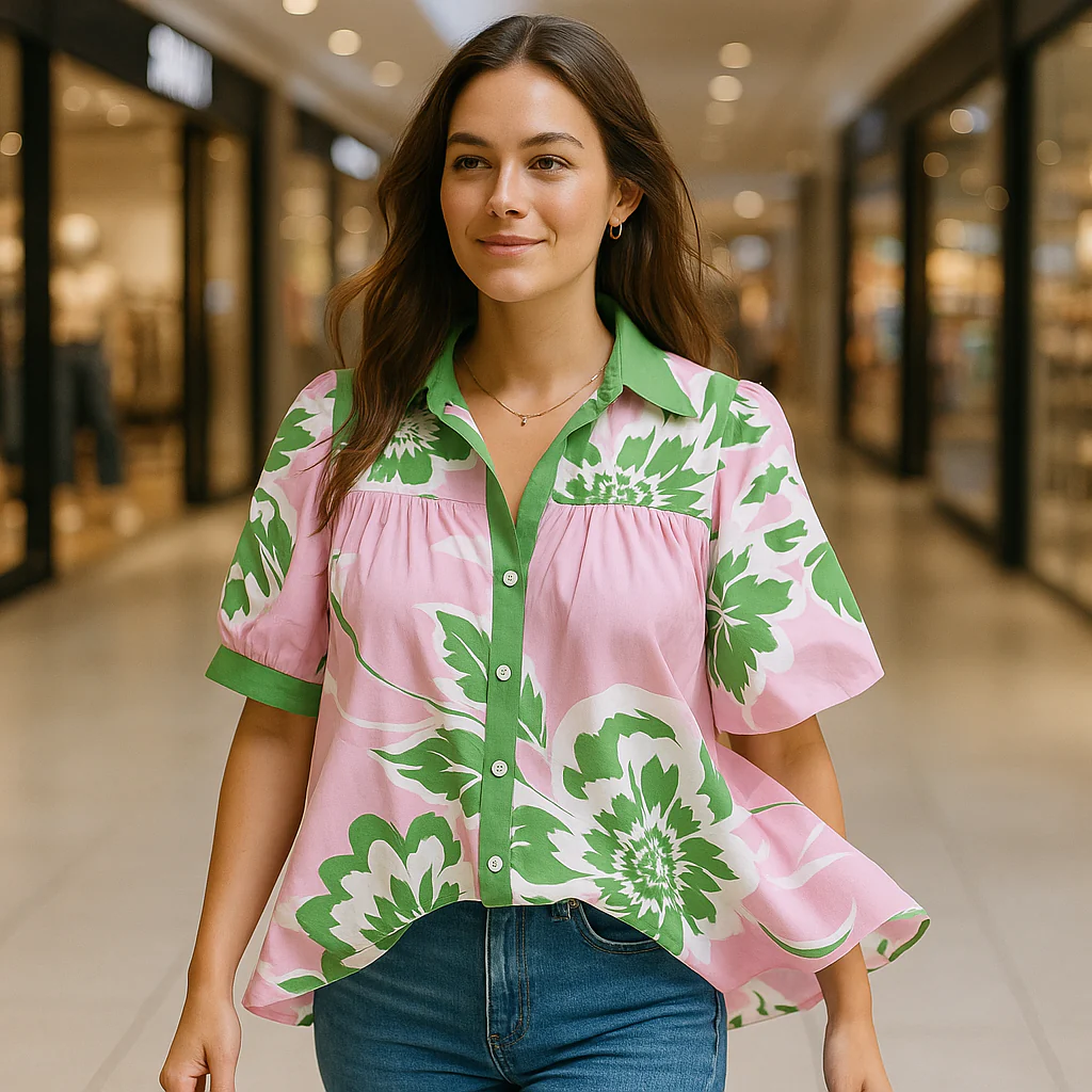Aubrey – Puff Sleeve Floral Shirt